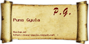 Puns Gyula névjegykártya
